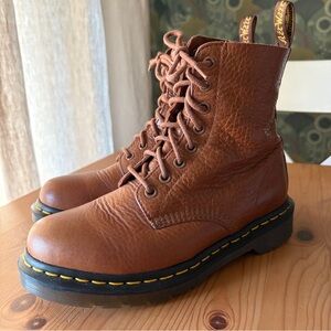 Dr Martens Pascal Tumbled Nubuck Lace Up Boots in brown, Size 7